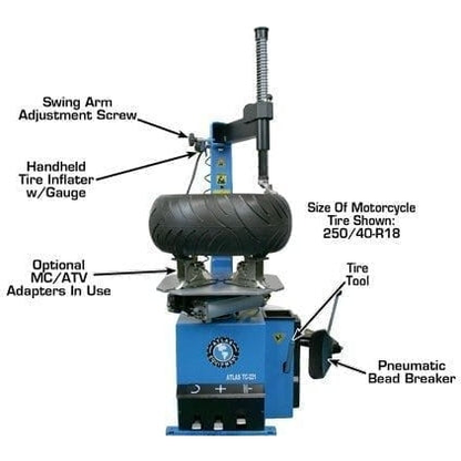 Atlas TC221 Tire Changer + WB11 Motorcycle Wheel Balancer Combo