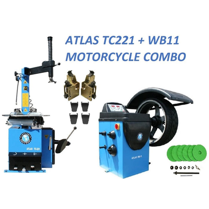 Atlas TC221 Tire Changer + WB11 Motorcycle Wheel Balancer Combo