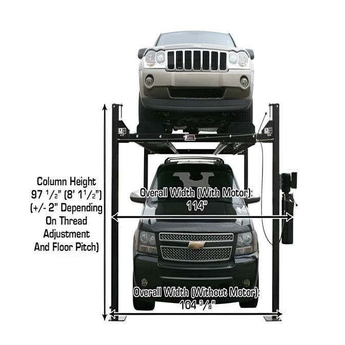Atlas Garage Pro 8000 EXT, 8,000 lb 4 Post Vehicle Storage Lift- Extra Tall