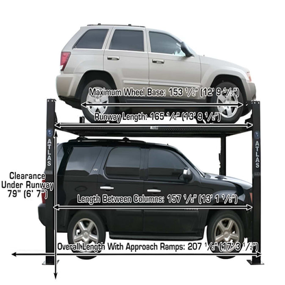 Atlas Garage Pro 8000 EXT, 8,000 lb 4 Post Vehicle Storage Lift- Extra Tall